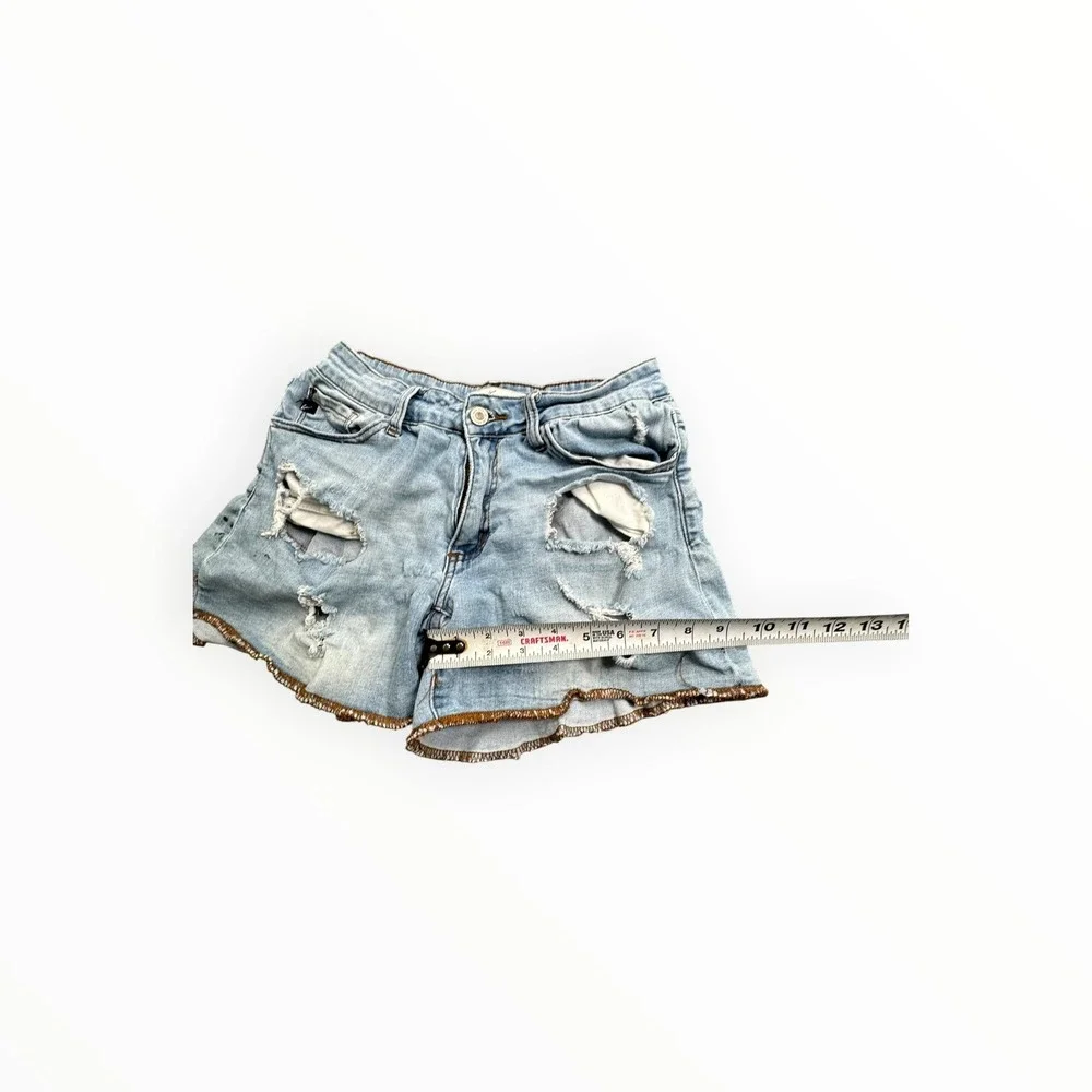 KanCan‎ Shorts Womens 26 Blue KC6005L Distressed Scalloped Hem High Rise Denim